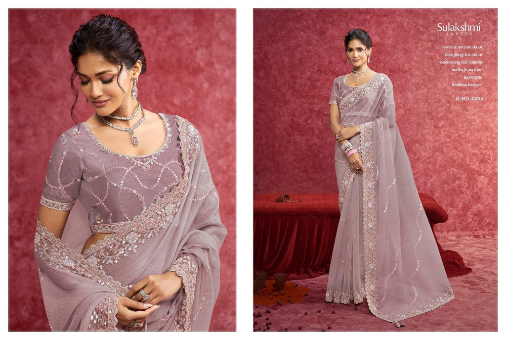 Designer Silk Saree, Embroidery Sequin Work, Jacquard Party Wear, Festive Wedding Blouse