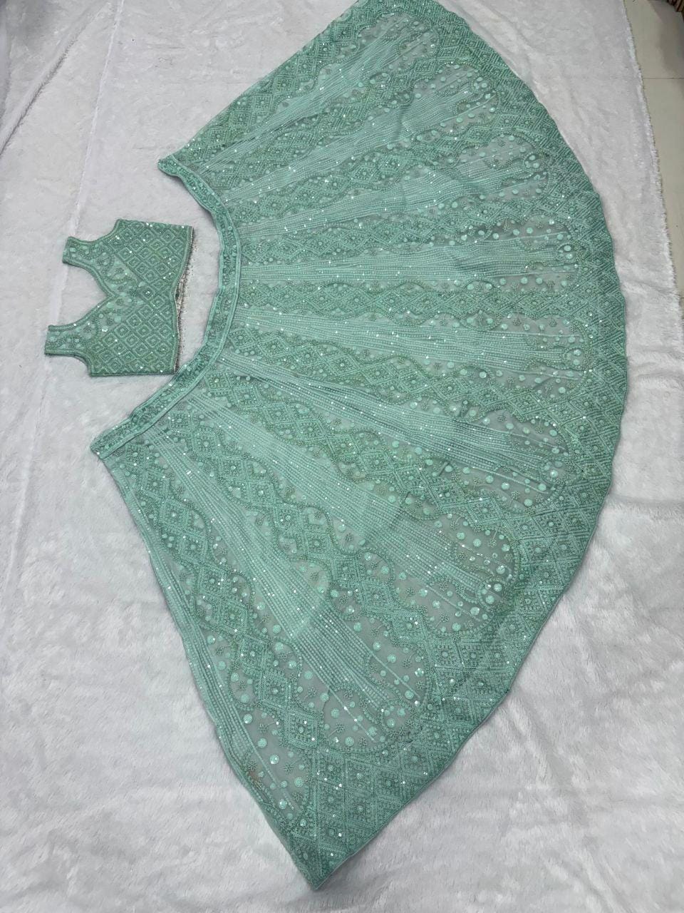 Embroidered Butterfly Net Bridal Lehenga Choli Set with Sequins & Dori Work