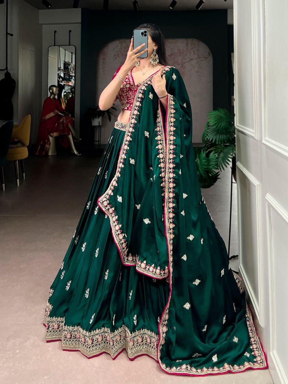 Luxurious Silk Satin Lehenga Choli Set