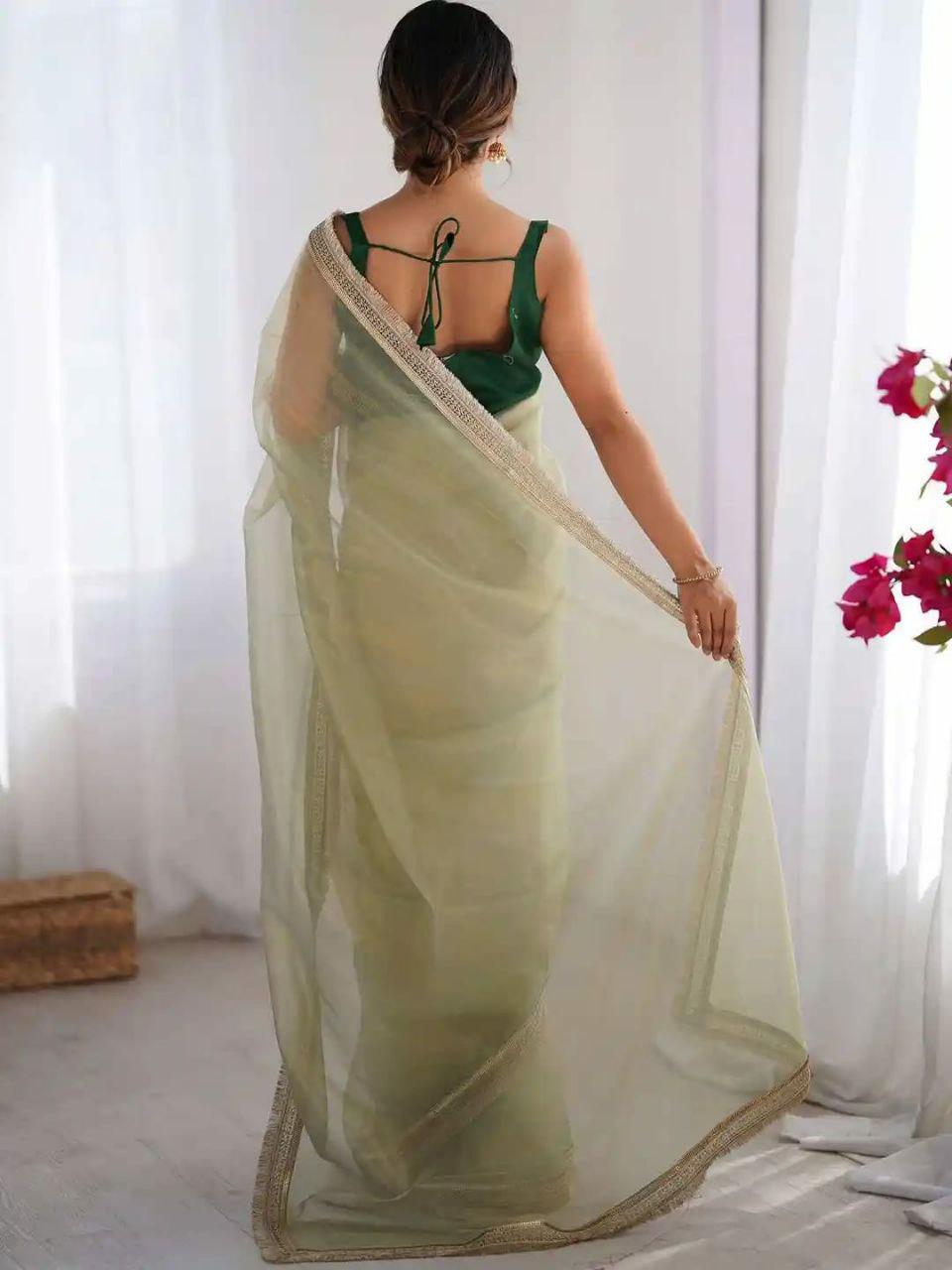 Twill Net Saree, Fancy Lace Border, Mono Banglori Blouse, Party Wear Elegance