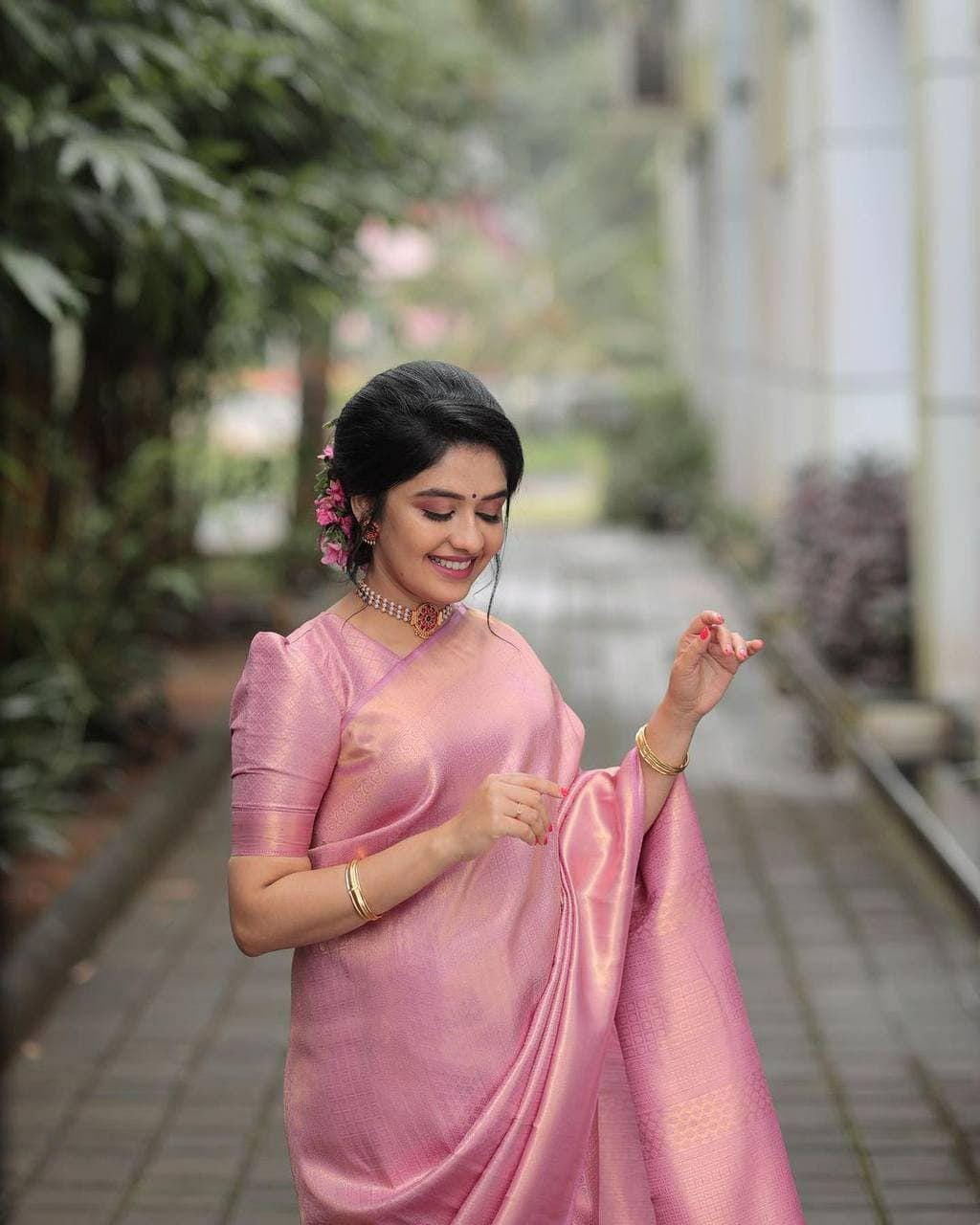 Banarasi Soft Silk Saree, Jacquard Border Blouse, Traditional Festive Wear