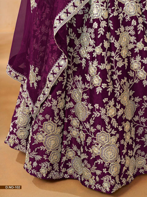 Art Silk Lehenga Choli Set with Net Dupatta, Wedding Party Wear Ethnic Outfit