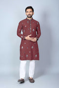 Men's Heavy Chanderi Silk Kurta Pajama Set, Traditional Festive Wear