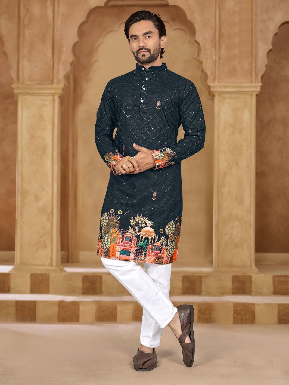 Elegant Heavy Chanderi Silk Kurta Pajama Set for Men