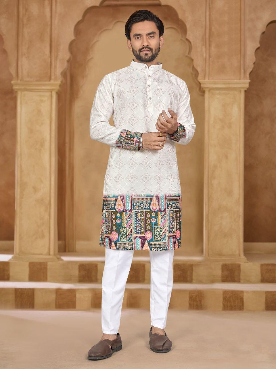 Elegant Heavy Chanderi Silk Kurta Pajama Set for Men