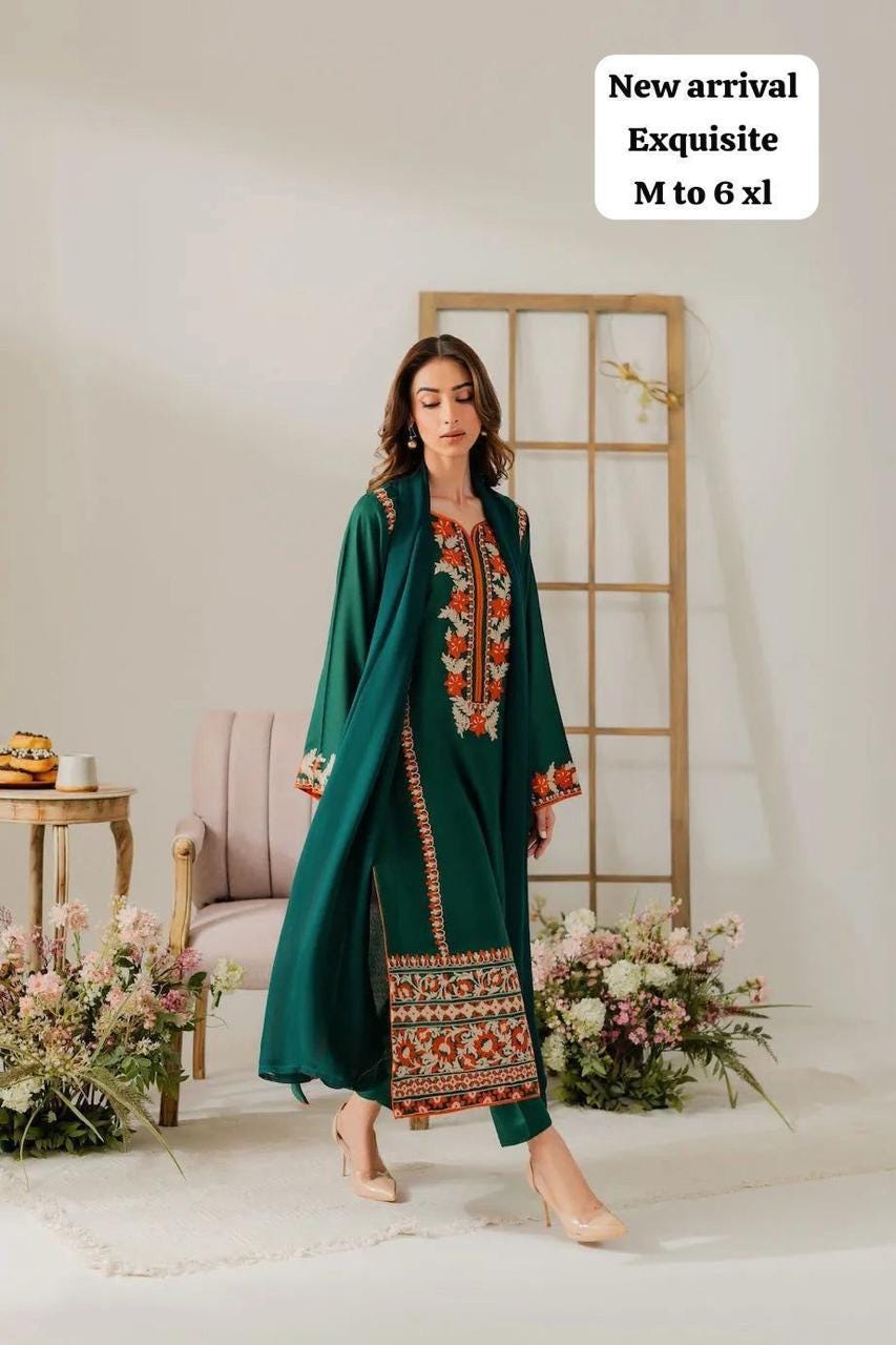 Printed Cotton Blend Kurta Set with Crepe Pants & Chiffon Dupatta | 3 Piece Ethnic Suit
