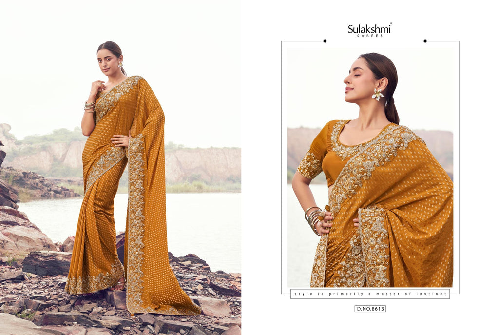 Pure/Tissue Silk Saree with Jacquard Work | Matching Blouse Piece | Wedding Festive Party Wea
