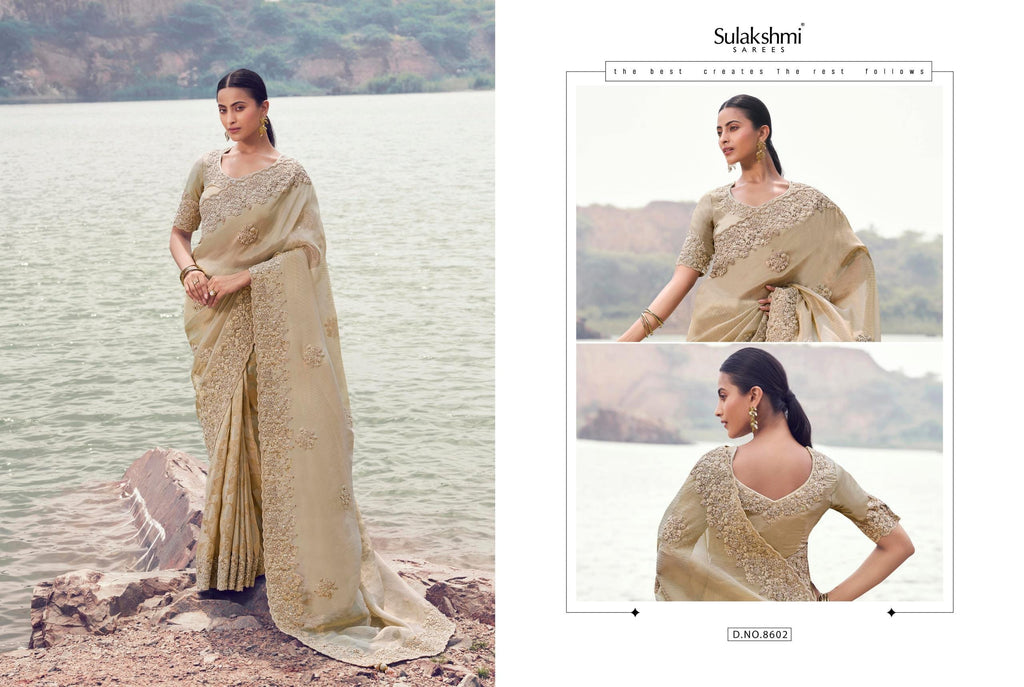 Pure/Tissue Silk Saree with Jacquard Work | Matching Blouse Piece | Wedding Festive Party Wea