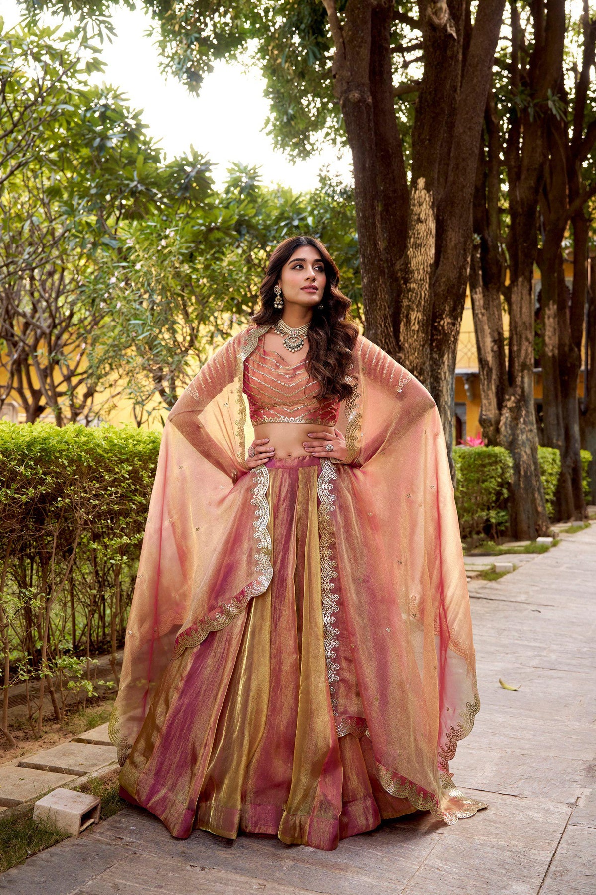 Carika Silk Lehenga Choli Set | Embroidered Blouse, Dupatta, 6 Meter Flair