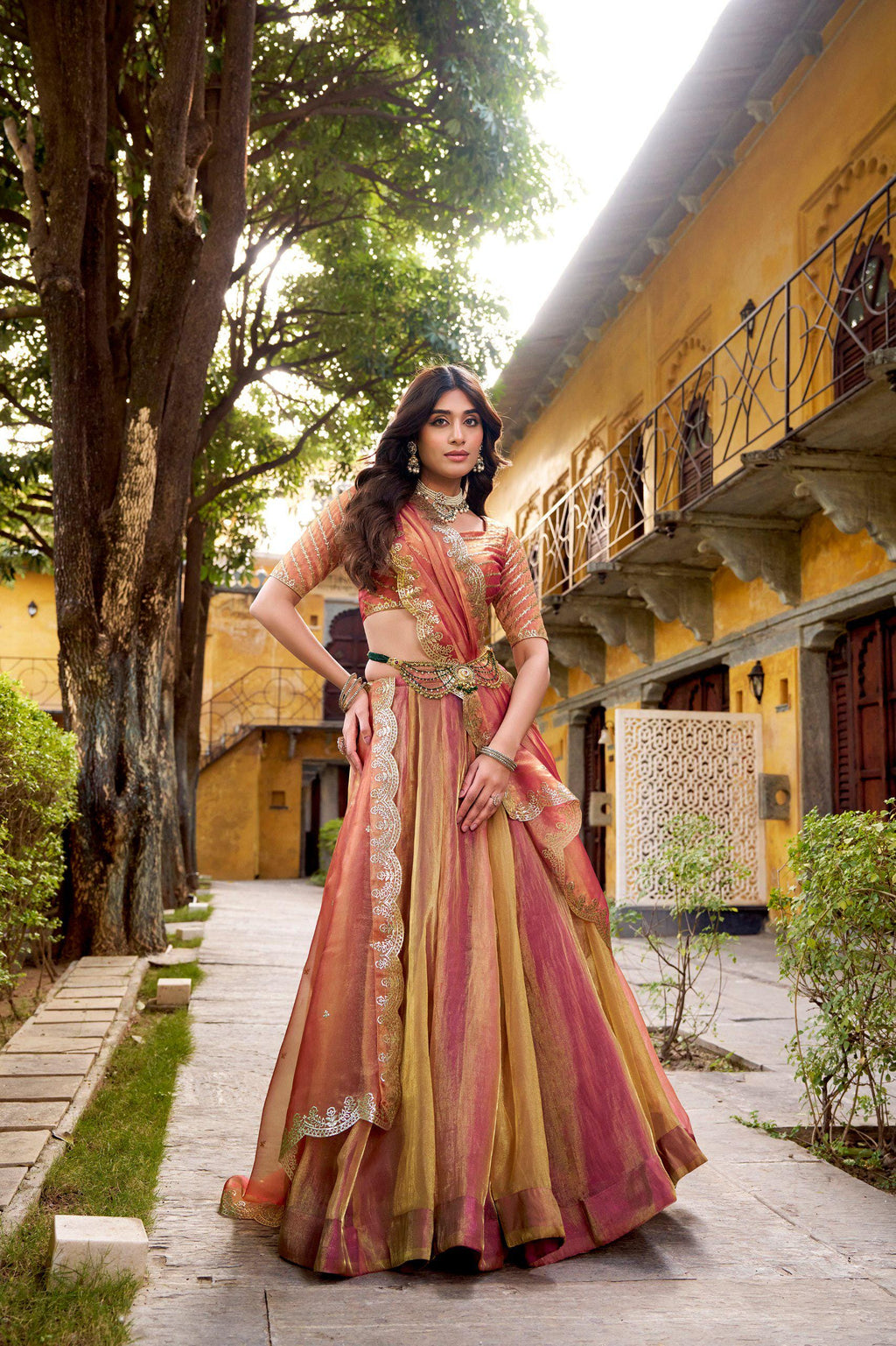 Carika Silk Lehenga Choli Set | Embroidered Blouse, Dupatta, 6 Meter Flair
