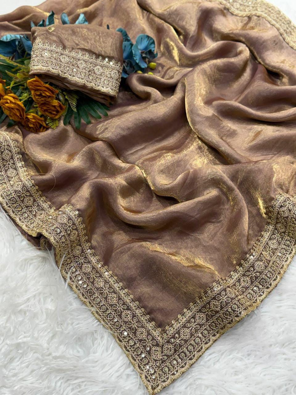 Exquisite Embroidered Saree with Coding & Sequin Work