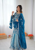 Faux Georgette Lehenga Choli Set, Sequins Embroidery, Indian Wedding Party Wear