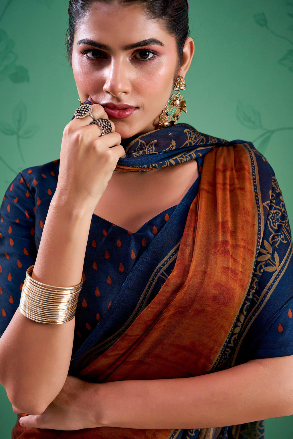 Rangoli Silk Printed Saree with Unstitched Blouse, Elegant Indian Traditional Wear