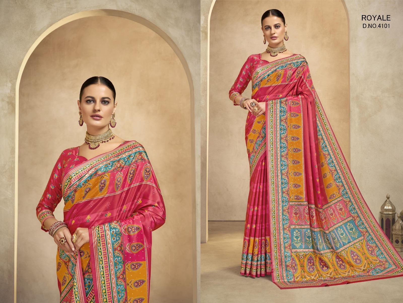 Rajwadi Crepe Saree, Digital Foil Print, Royal Festival Wear Indian Saree