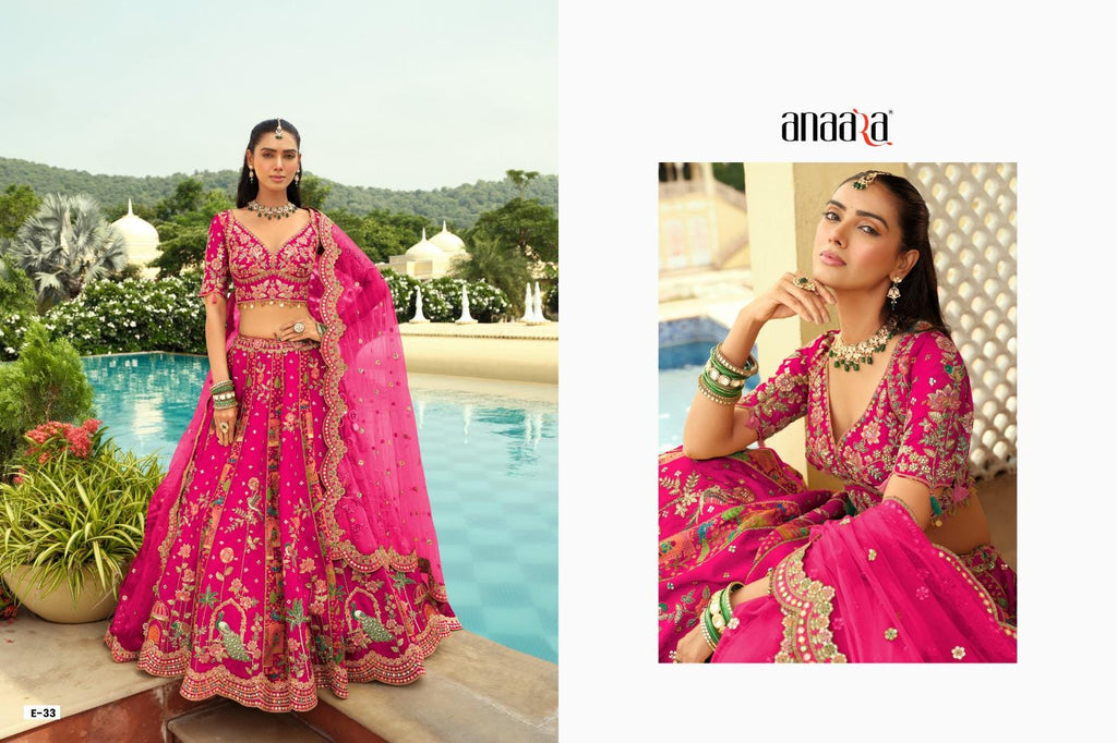 Silk Embroidered Lehenga Choli Set, Mirror Work, Net Dupatta, Wedding Reception Wear