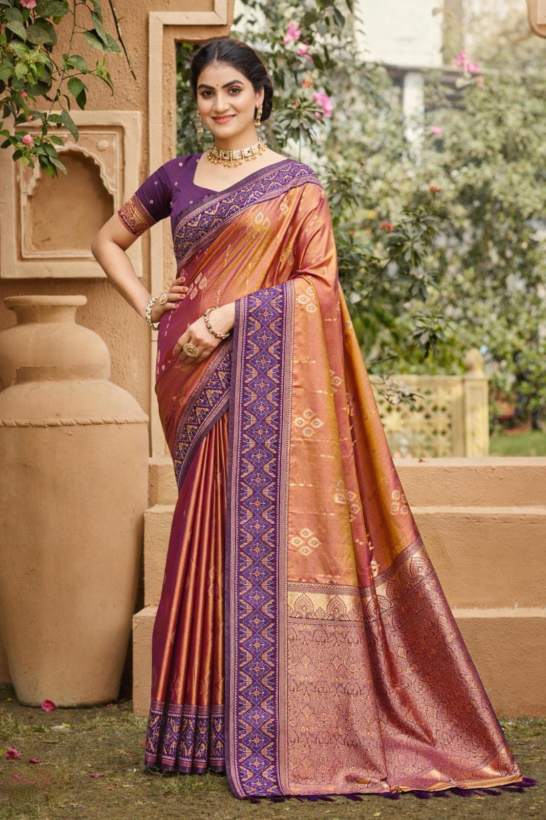 Soft Silk Weaving Saree with Blouse, Traditional Indian Festive Wear