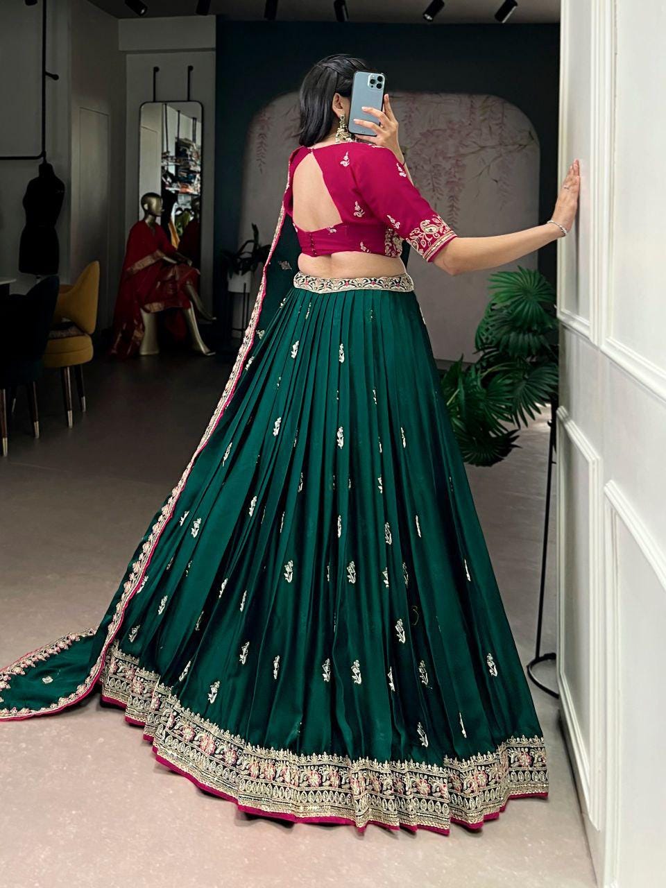 Luxurious Silk Satin Lehenga Choli Set