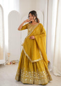 Heavy Shimmer Silk Lehenga Choli Set, Sequin Embroidery, Fully Stitched Wedding Outfit