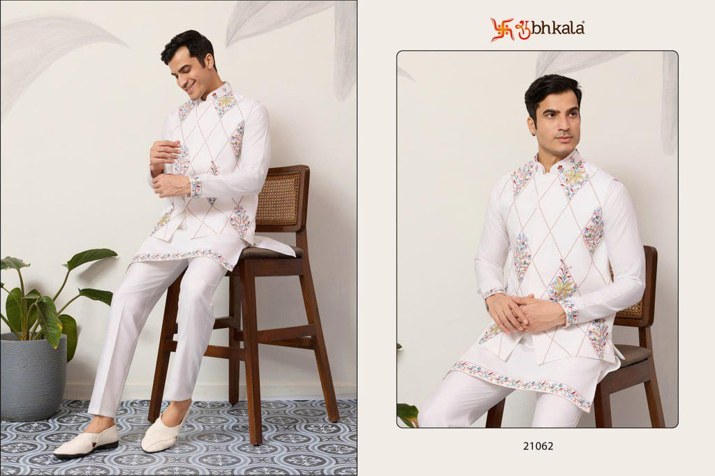 Viscose Silk Kurta Koti Pant Set, 3 Piece Ethnic Outfit, Festive Casual Suit