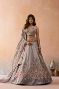 Beige Tissue Lehenga Choli, Heavy Sequins Zarkan Embroidery, Bridal Wedding Festive Set