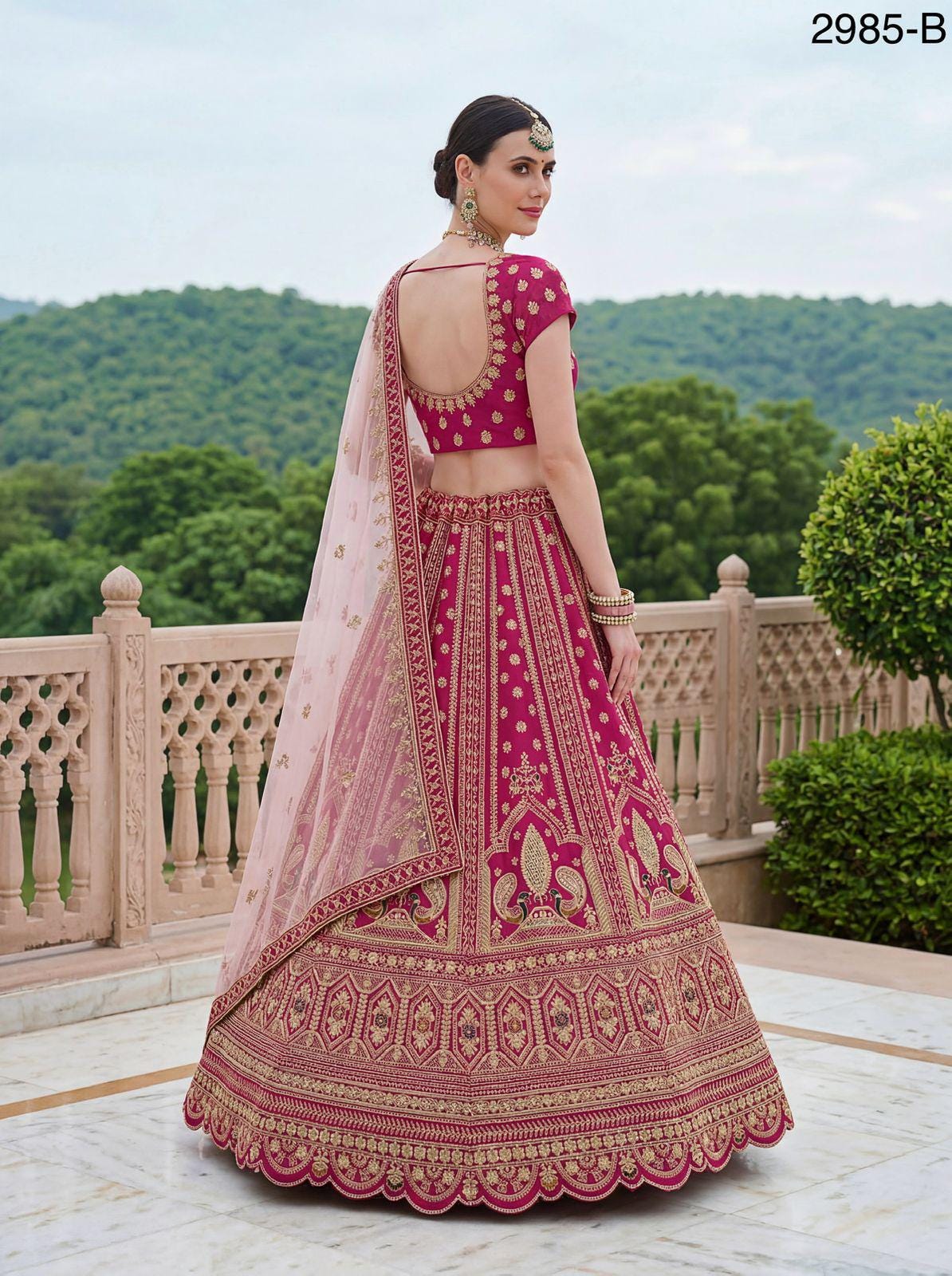 Red Silk Lehenga Choli, Peacock Dori Embroidery, Zari Diamond Work, Bridal Indian Set