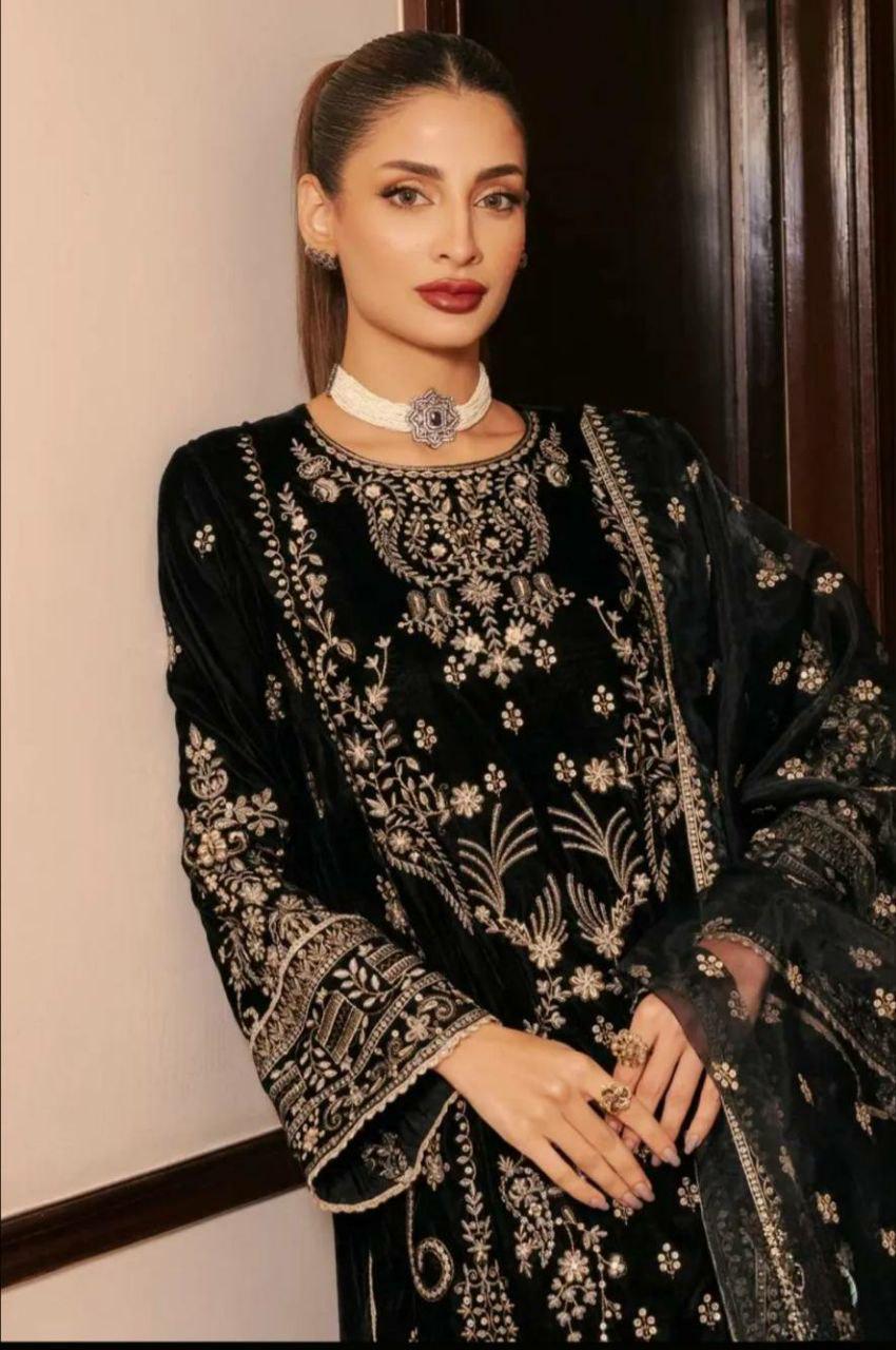 Korean Satin Silk Suit Set, Sequin Embroidery Kurta Pant, Organza Dupatta, Festive Wear