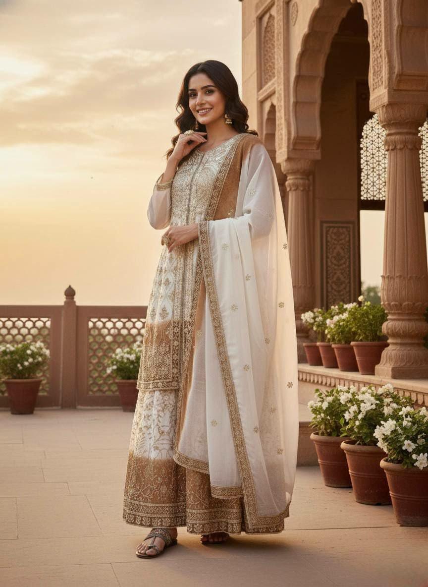 Glamorous Dual Tone Georgette Palazzo Set