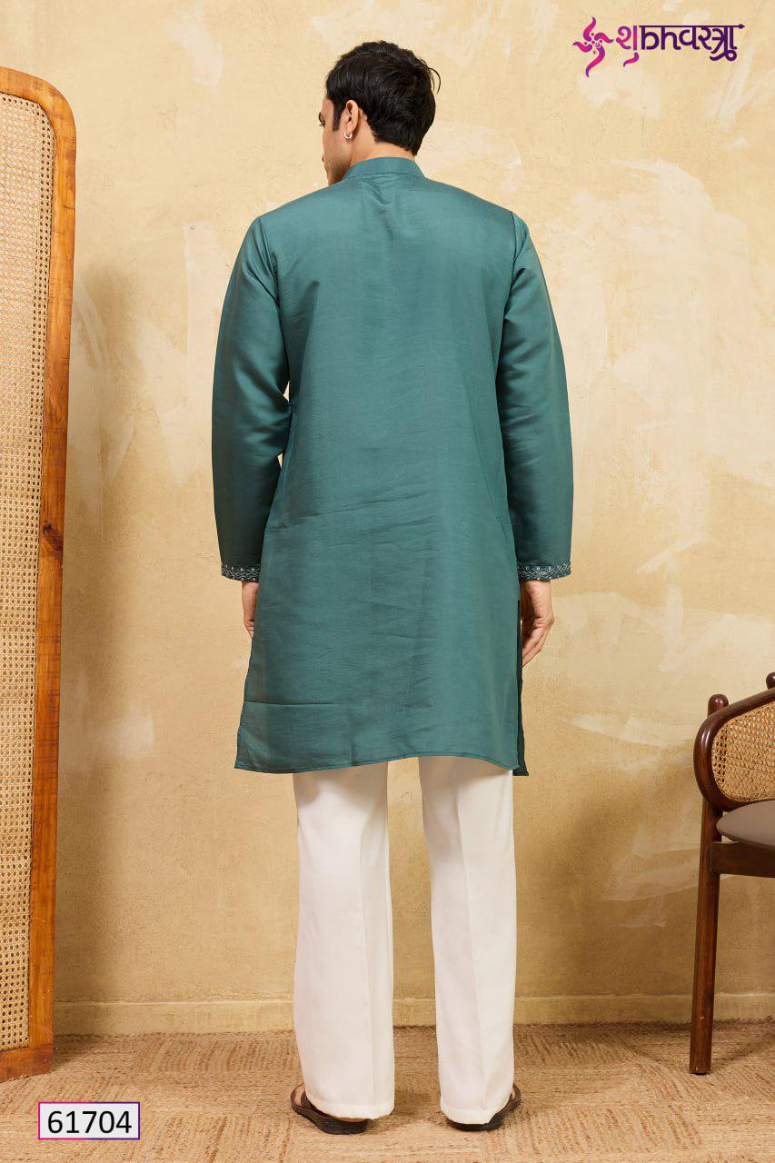 Viscose Silk Embroidered Kurta Set, Multi-Thread Sequins Ethnic Dress