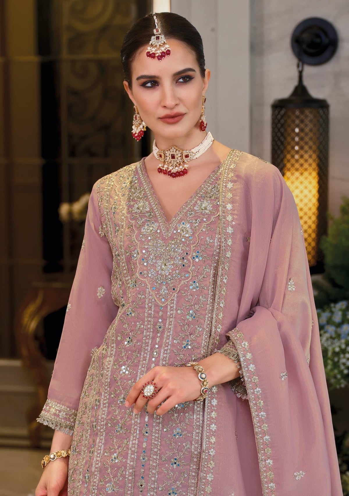 Embroidered Simar Kurta Palazzo Set with Dupatta, Festive Ethnic Party Wear Indian Outfit