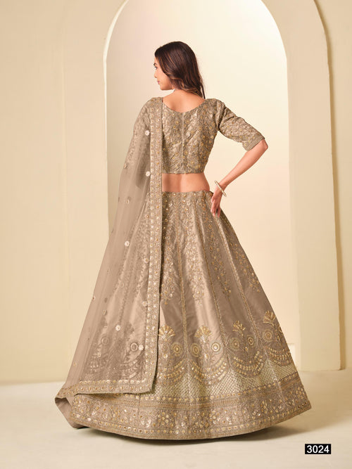 Art Silk Lehenga Choli Set with Net Dupatta, Stitched Ethnic Wedding Outfit