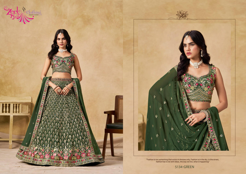 Georgette Lehenga Choli Set, Sequins Thread Embroidered, Wedding Party Wear (Unstitched)