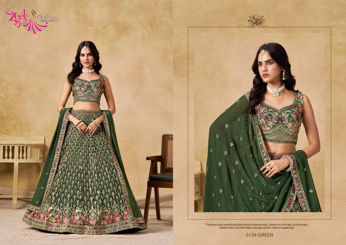 Georgette Lehenga Choli Set, Sequins Thread Embroidered, Wedding Party Wear (Unstitched)