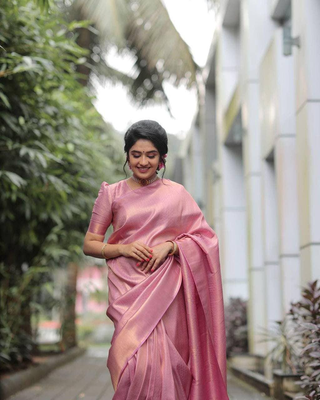 Banarasi Soft Silk Saree, Jacquard Border Blouse, Traditional Festive Wear