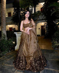 Tapeta Satin Silk Lehenga Choli, Sequins Embroidered Organza Dupatta, Bridal Party Wear