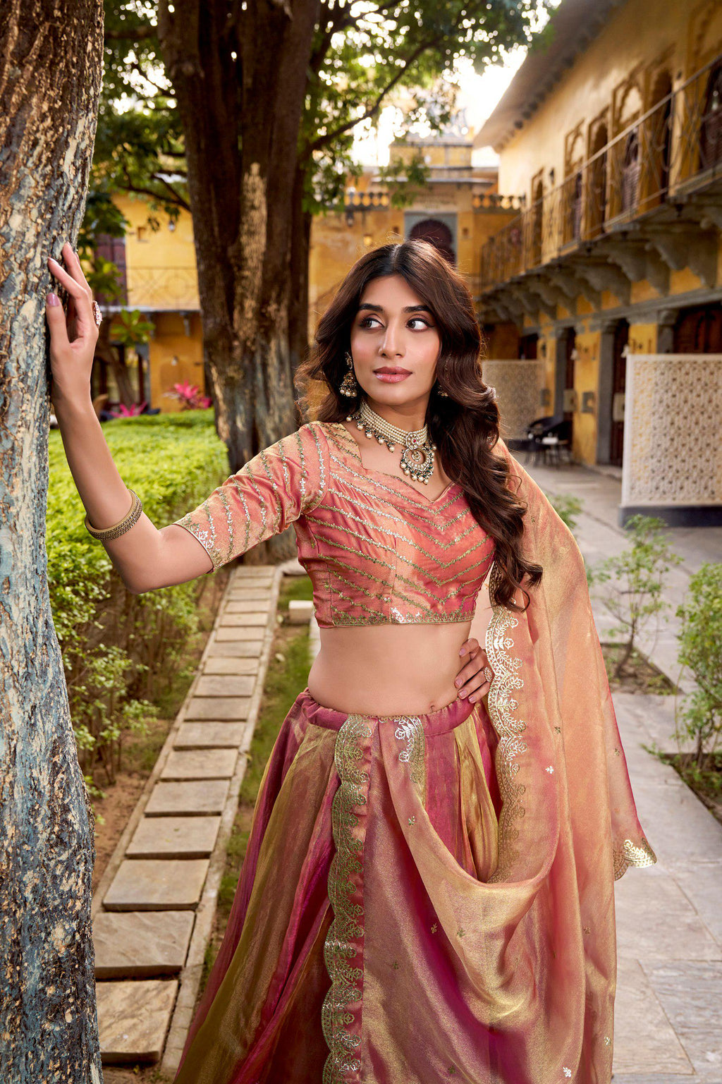 Carika Silk Lehenga Choli Set | Embroidered Blouse, Dupatta, 6 Meter Flair
