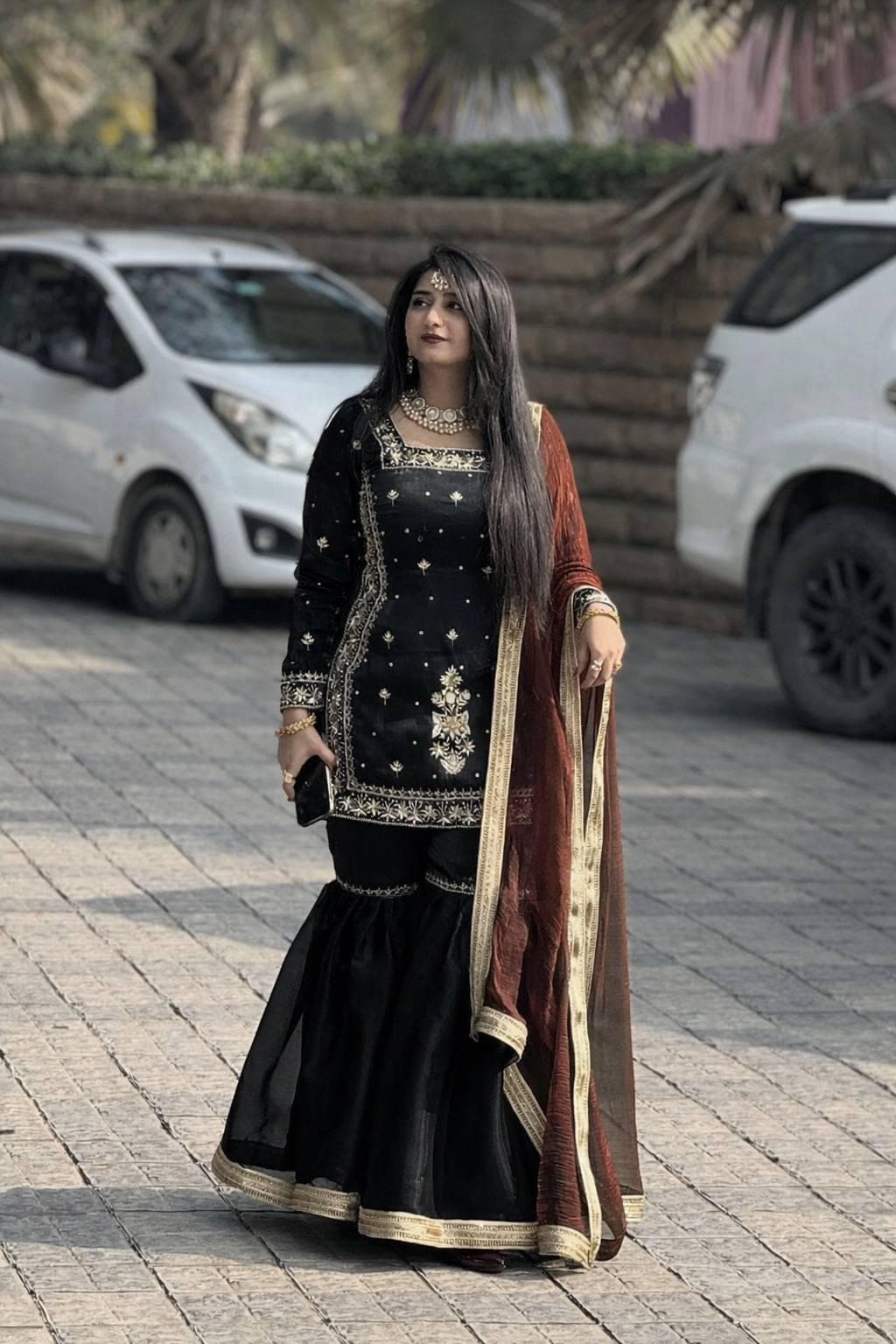 Embroidered Jimmy Choo Palazzo Suit Set, Sequins Work Kurta, Festive Party Wear Outfit