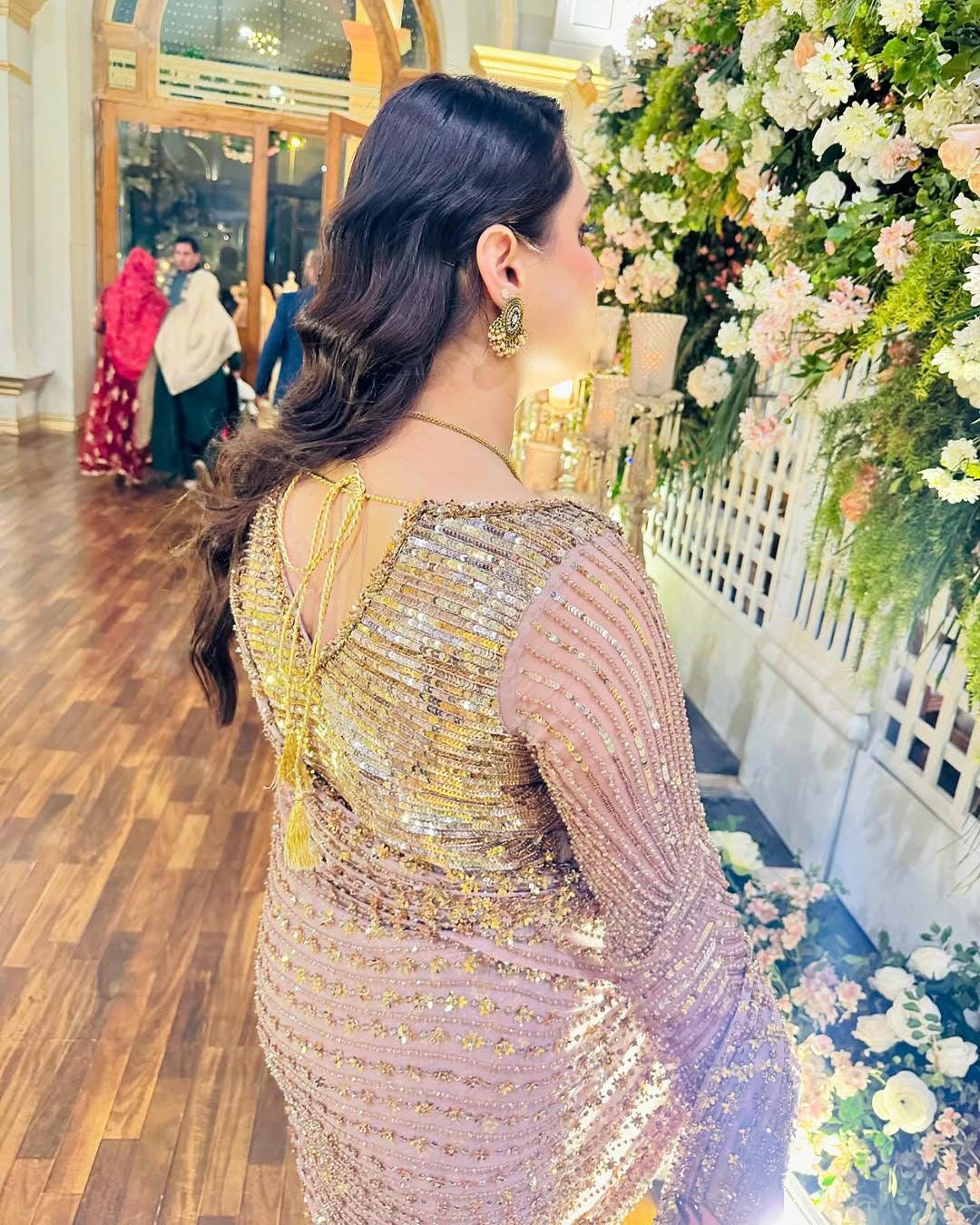 Butterfly Net Sequins Saree with Unstitched Blouse, Embellished Indian Party Wear Wedding Saree