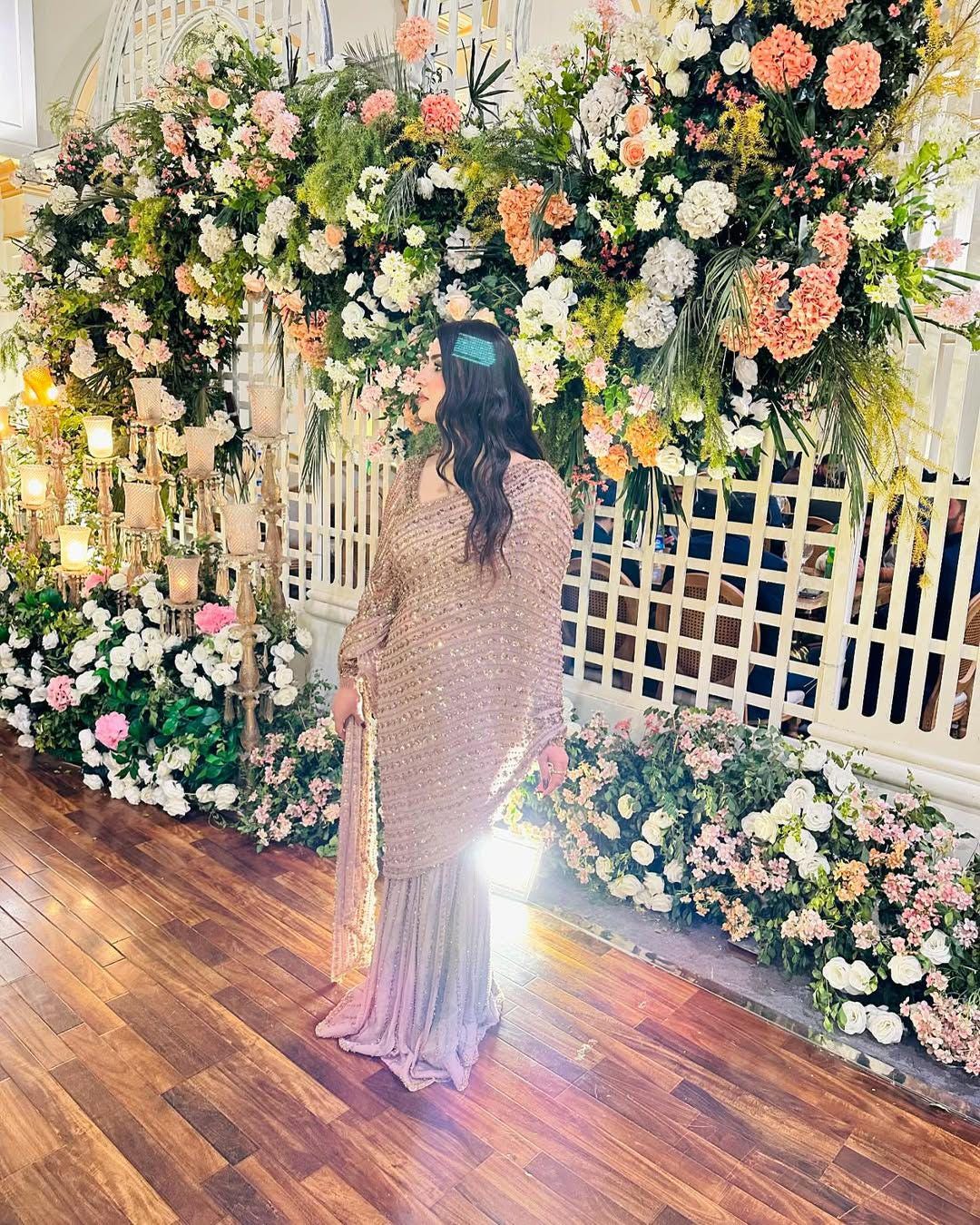 Butterfly Net Sequins Saree with Unstitched Blouse, Embellished Indian Party Wear Wedding Saree