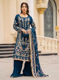 Embroidered Faux Georgette Kurta Palazzo Set with Sequins, Beads Work Ethnic Wear