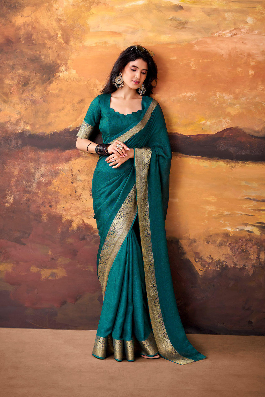 Mass Mello Saree, Zari Weaving Work, Traditional Indian Festive Party Wear (Unstitched Blouse)