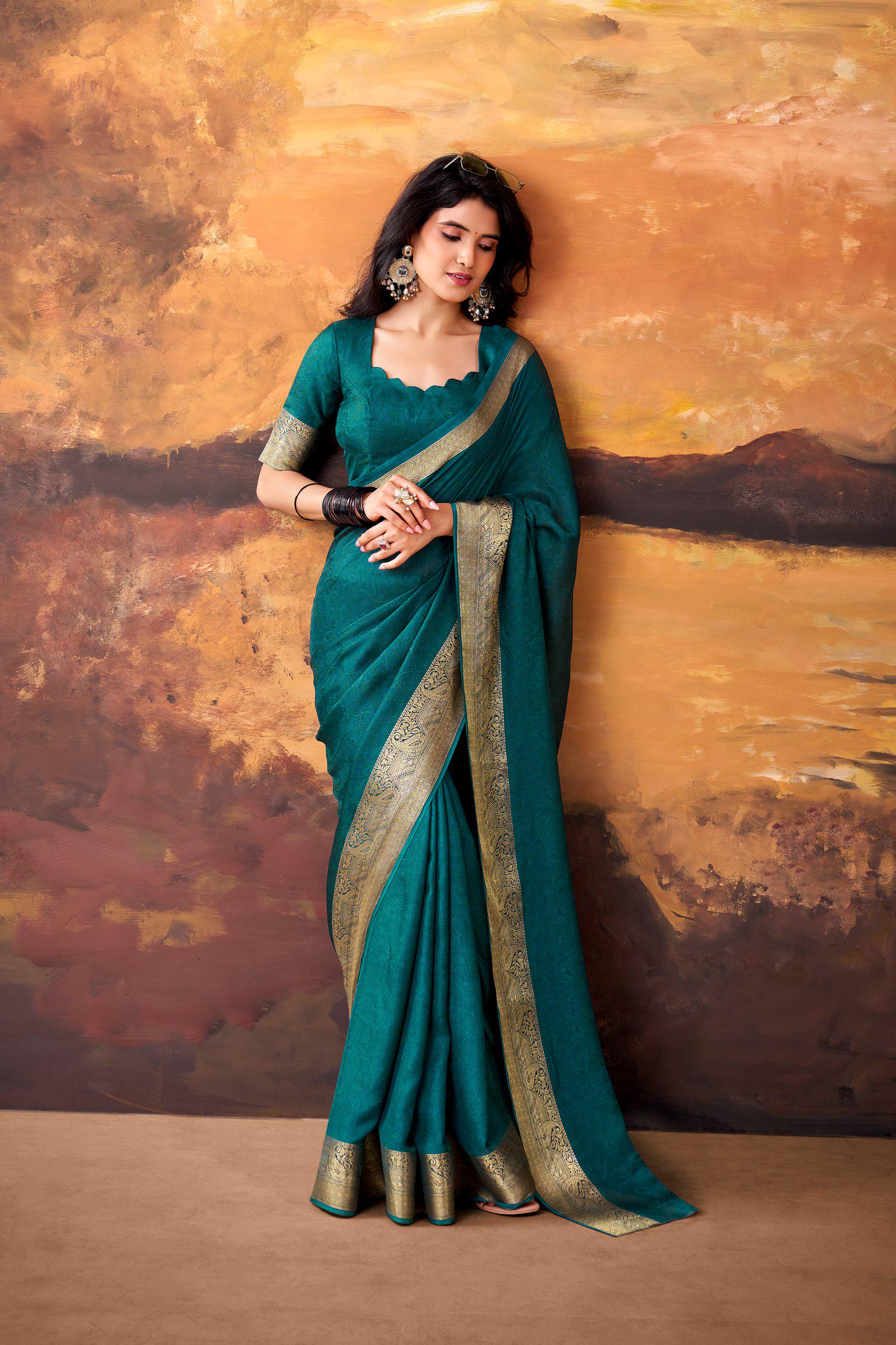 Mass Mello Saree, Zari Weaving Work, Traditional Indian Festive Party Wear (Unstitched Blouse)