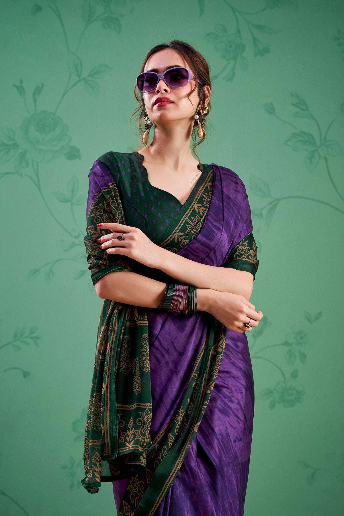 Rangoli Silk Printed Saree with Unstitched Blouse, Elegant Indian Traditional Wear