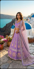 Slub Silk Lehenga Choli, Rainbow Sequins, Dori Embroidery, Net Dupatta, Wedding Wear