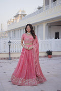 Fendi Silk Lehenga Choli Set, Sequins Zari Embroidery, Fully Stitched Wedding Outfit