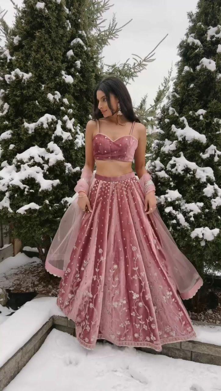 Japan Satin Lehenga Choli Set, Sequins Dori Work, Bridal Wedding Party Wear Fully Stitched