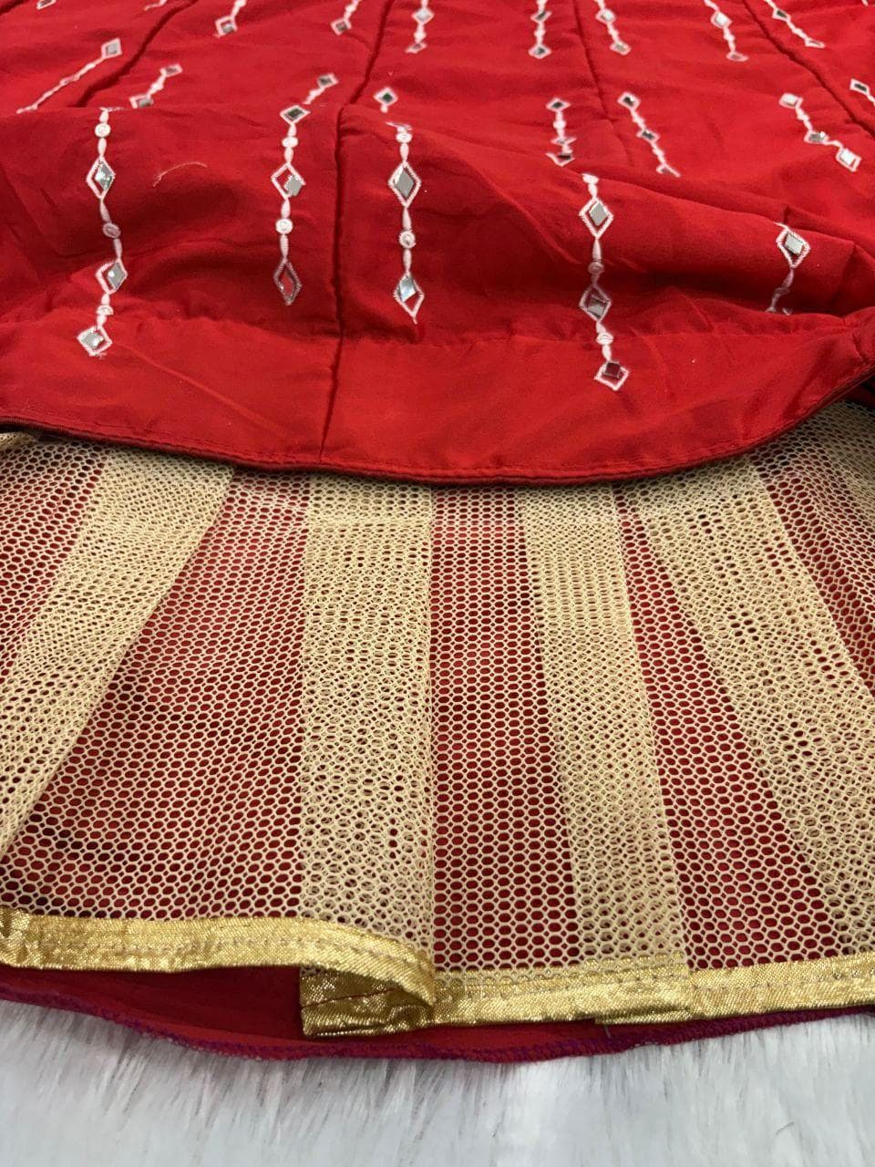 Malai Satin Silk Lehenga Choli, Mirror Work Bridal Wedding Party Wear Set