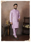 Men's Malai Satin Kurta Koti Pyjama Set, Wedding Ethnic Party Wear