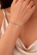 Gold Infinity Bracelet, Sparkling Crystal Accents, Stainless Steel, Adjustable Wrist Jewelry