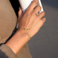 Gold Hand Chain Bracelet Ring for Women, Green Crystal Slave Bracelet, Finger Bracelet Ring Chain, Boho Hand Jewelry Gift for Her