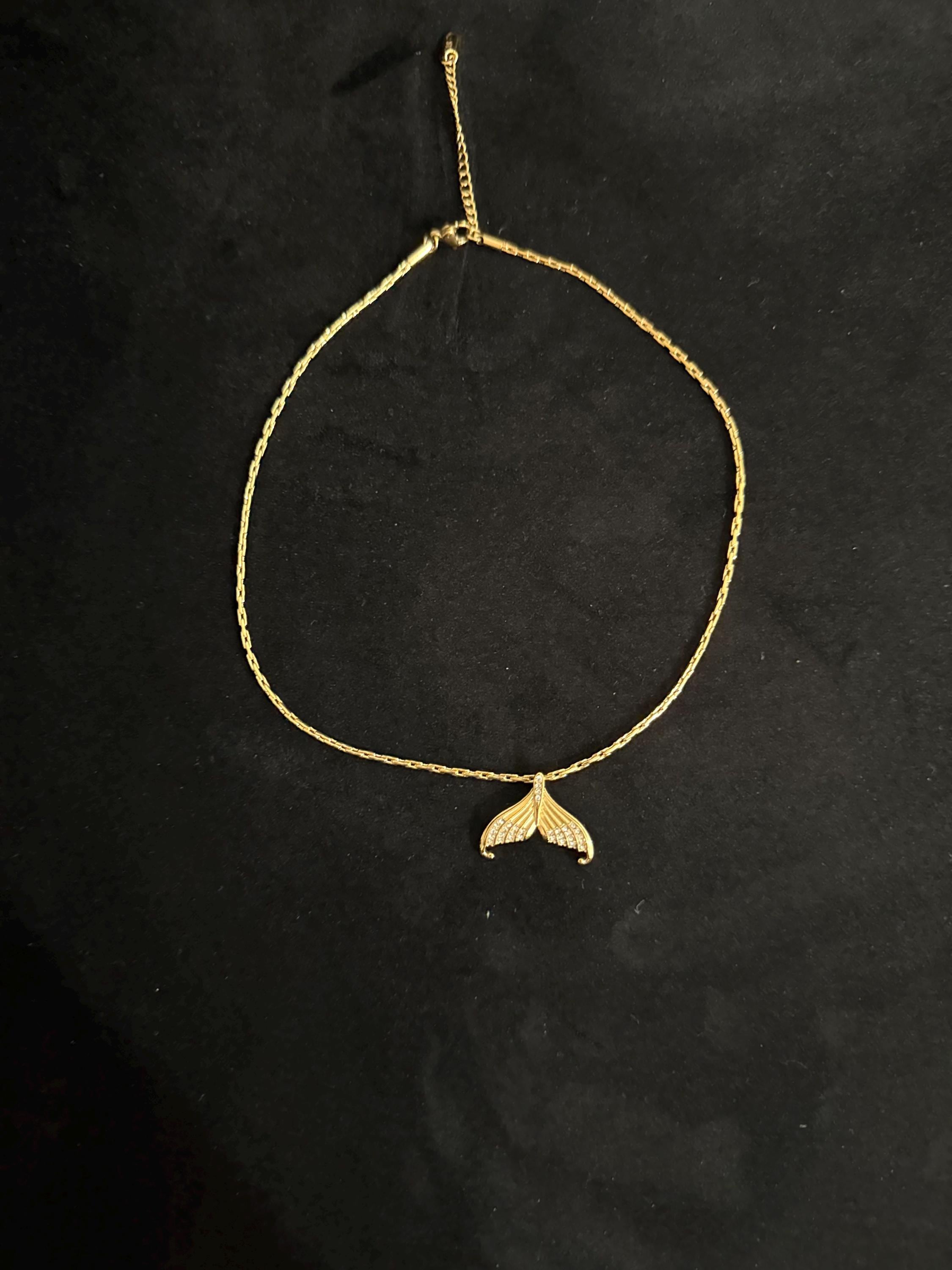 Gold Mermaid Tail Pendant Necklace, Ocean Inspired, Waterproof Stainless Steel, Beach Jewelry